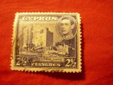 Timbru Cipru colonie britanica 2 1/2 piastri GeorgeVI 1938 stampilat