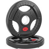 SPORTNOW Set Discuri de 5kg cu gaură de 5cm și trei m&acirc;nere, din oțel și plastic negru | Aosom Romania