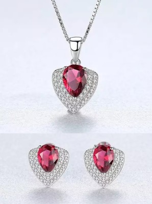 Set Colier si Cercei Din Argint Water Drop Red Zirconiu SET266C foto