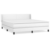 Cumpara ieftin Pat box spring cu saltea, alb, 160x200 cm, piele ecologica