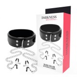 DARKNESS - COLLAR WITH NIPPLE CLAMPS BLACK, DARKNESS BONDAGE