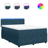 Cumpara ieftin Pat box spring cu saltea, albastru, 140x200 cm, catifea