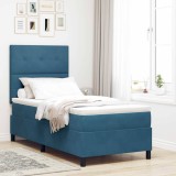 Cumpara ieftin Pat cu arcuri cu headboard Albastru inchis 100 x 200 cm Catifea
