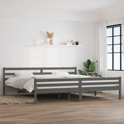 Cadru de pat, gri, 200x200 cm, lemn masiv de pin foto