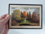 Tablou mic, carte postala sub sticla, vintage, Pavilion in the park, 16x12cm