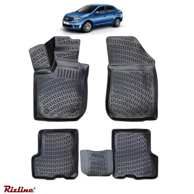 Covorase auto tip tavita Rizline 3D &amp;ndash; Dacia Logan 2 (2013&amp;ndash;2024) &amp;ndash; Set fata + spate foto