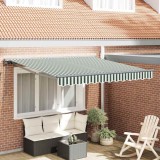 Cortina Retractabilă Manual Verde și alb 300x250 cm țesătură