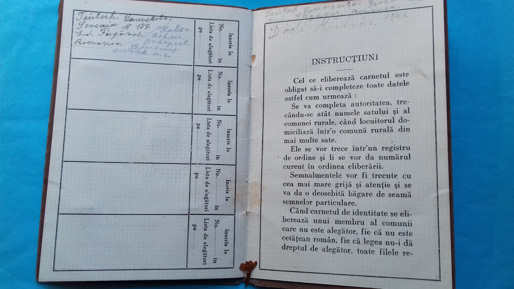 Brasov Brasso Kronstadt Sacele Cernatu Carte de Identitate 1937, Documente  | Okazii.ro