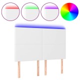 Cumpara ieftin Tablie de pat cu LED, alb, 144x5x118/128 cm, piele ecologica