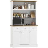 HOMCOM Bufet de Bucătărie cu 3 Compartimente Deschise, 101x39x180,5 cm, Alb | Aosom Romania