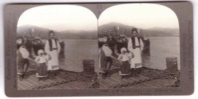 4741 - ORSOVA, ETHNIC Family, on the harbor ( 17,5/9 cm ) - old stereo PHOTO foto
