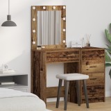 vidaXL Masa de toaletă cu lumini LED, lemn vechi, 50x41x135 cm