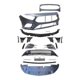 Set bara fata Mercedes Clasa A, 06.20, cu / fara capac senzor parcare, 4 gauri senzori parcare; grunduit, de vopsit; type A35 AMG; cu grile, cu