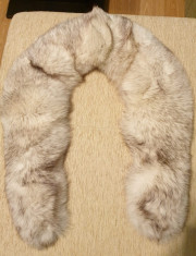 Guler din blana naturala de vulpe polara, argintiu foto