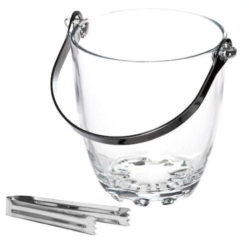 Frapiera si cleste pentru gheata, Sticla/Metal, Transparent, 900 ml, 13x14,5 cm