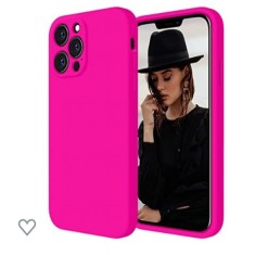 Huse silicon antisoc cu microfibra interior Iphone 13 Pro Roz Neon