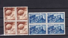 ROMANIA 1949 LP 255 ANIVERSAREA A 75 DE ANI UPU BLOCURI DE 4 TIMBRE MNH
