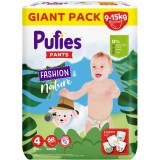 Scutece-chilotel Pufies Fashion&amp;amp;Nature, Marimea 4, 9-15 kg Maxi, 68 buc, Giant pack