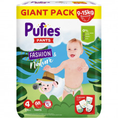 Scutece-chilotel Pufies Fashion&amp;Nature, Marimea 4, 9-15 kg Maxi, 68 buc, Giant pack