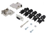 Conector D-Sub 9-Pin Femelă Unghi 45&deg; Lipire Pe Cablu Gold Flash