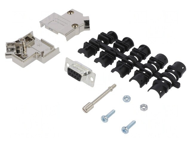Conector D-Sub 9-Pin Femelă Unghi 45&deg; Lipire Pe Cablu Gold Flash