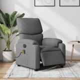 vidaXL Fotoliu electric de masaj rabatabil, gri &icirc;nchis, textil