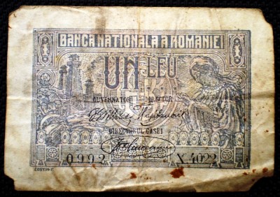118 ROMANIA 1 LEU 17.07.1920 deteriorata foto