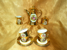 Set ceai cafea portelan, Fragonard, aur coloidal, colectie, vintage foto