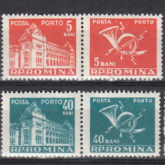 ROMANIA 1957 PORTO DUBLE EMISIUNEA a VII-a FILIGRAN R.P.R. SERIE MNH