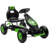 HOMCOM Kart cu pedale pentru copii scaun reglabil 3 pozitii frana de mana copil de la 5 la 12 ani verde negru | Aosom Romania