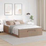 vidaXL Cadru de pat cu saltea cu saltea 2 pcs Cafeniu PVC 3399428