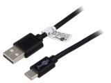 Cablu USB 2.0 A la C nichelat 3m negru