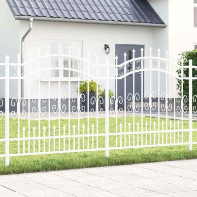 vidaXL Gard de Grădină Alb 165 cm Oțel vopsit &amp;icirc;n pulbere 42003975 foto
