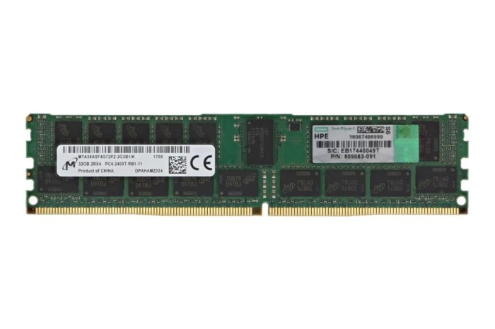 Memorie Server HPE Noua Micron 32GB, PC4-2400T-R, DDR4-2400MHz, 2Rx4 ECC Genuine HP Certified NewTechnology Media