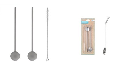 Set Pai de Inox cu Varf din Silicon, Perie, Argintiu, 22 x 185 mm, 2 Buc foto