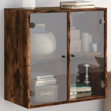 vidaXL Dulap de perete cu uși din sticlă, stejar fumuriu,68x37x68,5 cm