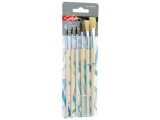 Set 6 pensule cu maner din lemn si par natural
