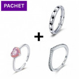 Pachet promo inel din argint geometric + inel heart + inel labute