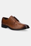 Ecco pantofi de piele Melbourne barbati, culoarea maro, 621634-01112