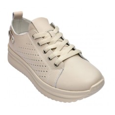 Pantofi dama casual din piele naturala cu perforatii - Latiffa Bej Late GSK3053B
