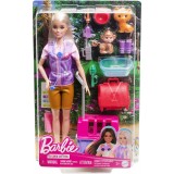 Set papusa cu 2 animalute din jungla, Barbie, Wildlife Rescuer, HRG50