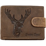 Portofel barbati piele naturala personalizat cu Cerb, Compatibil cu Buletin, Carduri, Bancnote, Protectie RFID