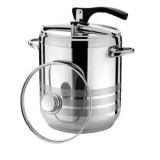 Oala sub presiune, din inox, capacitate 7L, cu capac din inox si din sticla, diametru 18 cm, compatibila cu plita inductie, argintiu