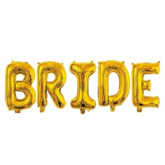Set Baloane din Folie Metalizata, Cyrax, Model Scris Bride, Litere de 100 cm, Tema Iubire, Baloane Party, Ambalaj Individual, Pai Inclus, Umflare cu A