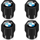 Set 4 capacele pentru ventil auto din aluminiu, General Store, Hexagon, BMW, Negru