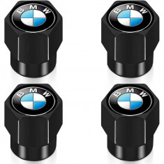 Set 4 capacele pentru ventil auto din aluminiu, General Store, Hexagon, BMW, Negru