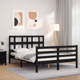 VidaXL Cadru de pat cu tăblie, negru, 120x200 cm, lemn masiv