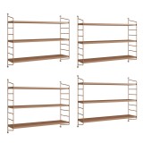 Set 4 rafturi de perete modulare maro deschis, 3 polite, [en.casa]