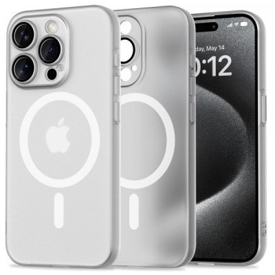 Husa MagSafe pentru Apple iPhone 15 Pro, Tech-Protect, MagSlim, Alba foto