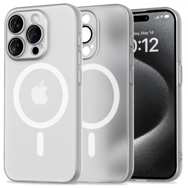 Husa MagSafe pentru Apple iPhone 15 Pro, Tech-Protect, MagSlim, Alba